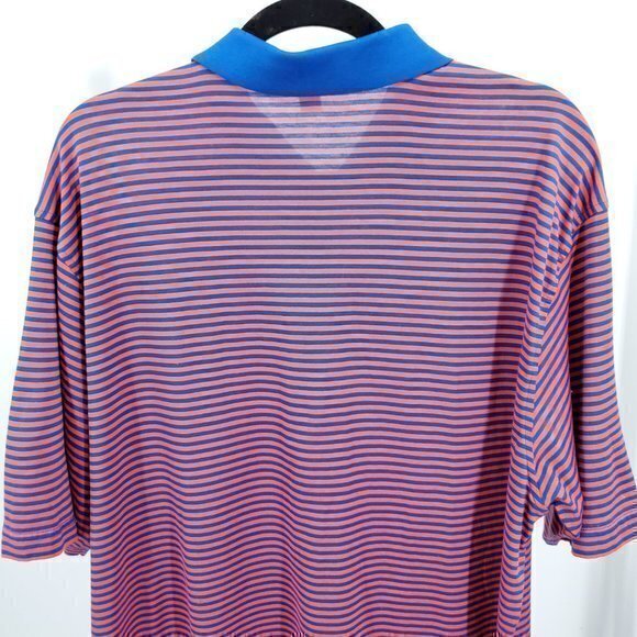 Peter Millar Short Sleeve Polo Striped Red/Blue XL Contrast Collar 100% Cotton - Picture 6 of 16